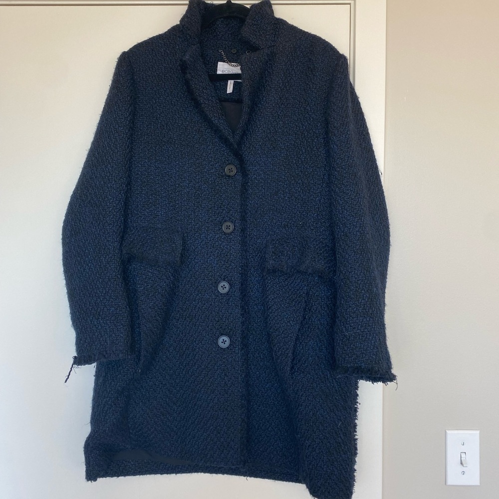 BCBG Tweed Navy Peacoat